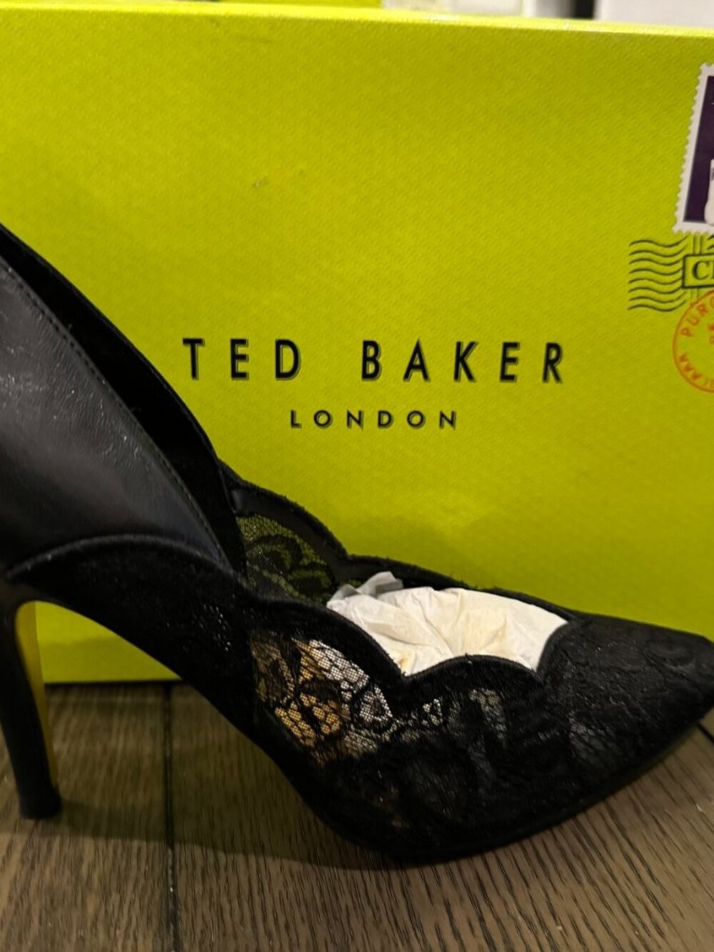 Ted Baker Sharie Black Lace Detail Court Shoes Size 9
